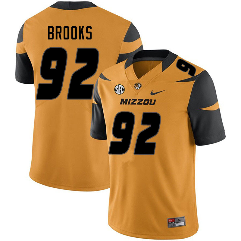 Men #92 Z'Core Brooks Missouri Tigers College Football Jerseys Sale-Yellow